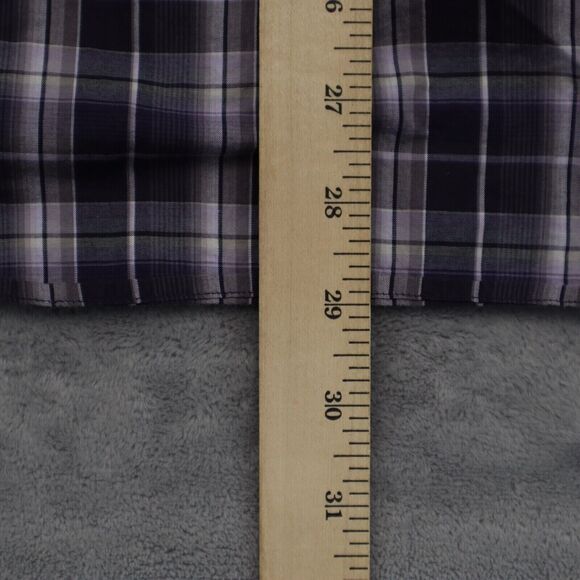 Michael Kors Shirt Mens L Purple Plaid Button Up Long Sleeve Collared Top - Picture 6 of 16